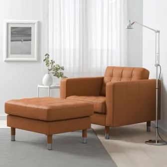 IKEA LANDSKRONA Fotoliu, Grann/Bomstad maro-auriu/metal