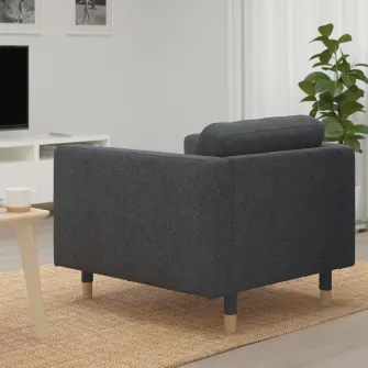 IKEA LANDSKRONA Fotoliu, Gunnared gri inchis/metal