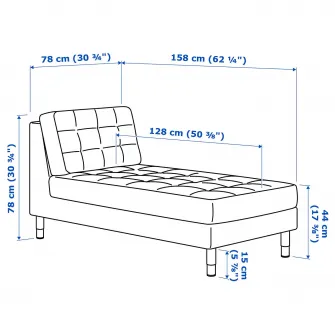 IKEA LANDSKRONA Sezlong complementar, Grann/Bomstad maro-auriu/lemn