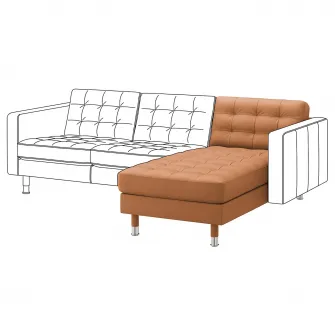 IKEA LANDSKRONA Sezlong complementar, Grann/Bomstad maro-auriu/metal