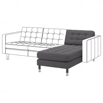 IKEA LANDSKRONA Sezlong complementar, Gunnared gri inchis/metal