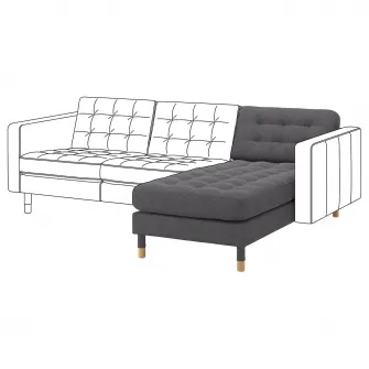 IKEA LANDSKRONA Sezlong complementar, Gunnared gri inchis/metal