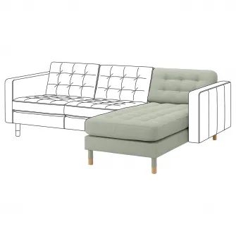 IKEA LANDSKRONA Sezlong complementar, Gunnared verde deschis/lemn