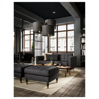 IKEA LANDSKRONA Taburet, Gunnared gri inchis/metal