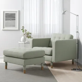 IKEA LANDSKRONA Taburet, Gunnared verde deschis/lemn