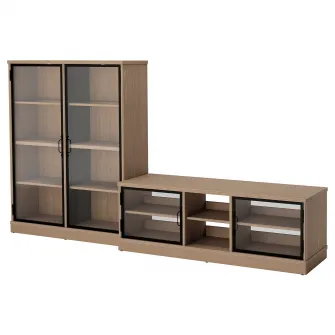 IKEA LANESUND Ansamblu depozitare TV, gri-maro, 282x47x152 cm