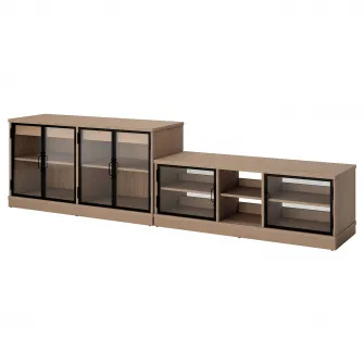 IKEA LANESUND Ansamblu depozitare TV, gri-maro, 322x47x81 cm
