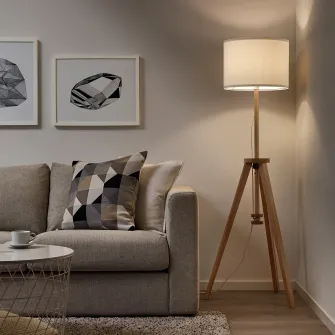 IKEA LAUTERS Lampadar, frasin/alb