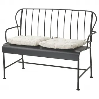 IKEA LÄCKÖ Canapea 2 locuri exterior, gri/Kuddarna gri deschis-bej
