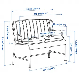 IKEA LÄCKÖ Canapea 2 locuri exterior, gri/Kuddarna gri deschis-bej