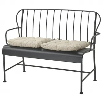 IKEA LÄCKÖ Canapea 2 locuri exterior, gri/Kuddarna gri deschis-bej