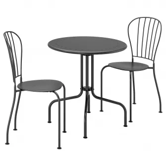 IKEA LÄCKÖ Masa+2 scaune exterior, gri
