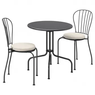 IKEA LÄCKÖ Masa+2 scaune exterior, gri/Frösön/Duvholmen bej