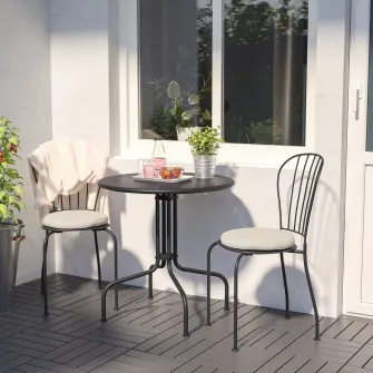 IKEA LÄCKÖ Masa+2 scaune exterior, gri/Frösön/Duvholmen bej