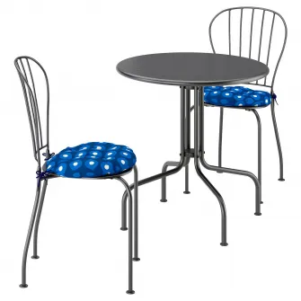IKEA LÄCKÖ Masa+2 scaune exterior, gri/Klösan albastru inchis, 70 cm