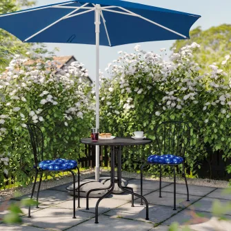 IKEA LÄCKÖ Masa+2 scaune exterior, gri/Klösan albastru inchis, 70 cm