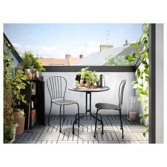 IKEA LÄCKÖ Masa+2 scaune exterior, gri