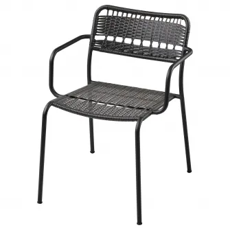 IKEA LÄCKÖ Scaun cu brate, exterior, gri inchis