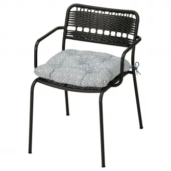 IKEA LÄCKÖ Scaun cu brate, exterior, gri inchis/Klösan albastru