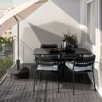 IKEA LÄCKÖ Scaun cu brate, exterior, gri inchis/Klösan albastru