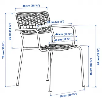 IKEA LÄCKÖ Scaun cu brate, exterior, gri inchis