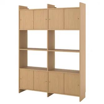 IKEA LÅDMAKARE Ansamblu depozitare+usi glisante, cu 2 polite/aspect stejar, 159x35x212 cm