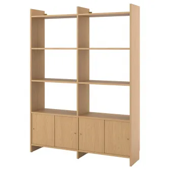 IKEA LÅDMAKARE Ansamblu depozitare+usi glisante, cu 6 polite/aspect stejar, 159x35x212 cm