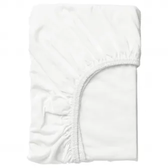 IKEA LEN Cearsaf cu elastic, alb, 80x130 cm