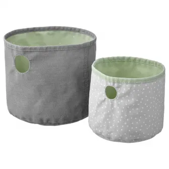 IKEA LEN Set cutii, 2 bucati, verde/gri