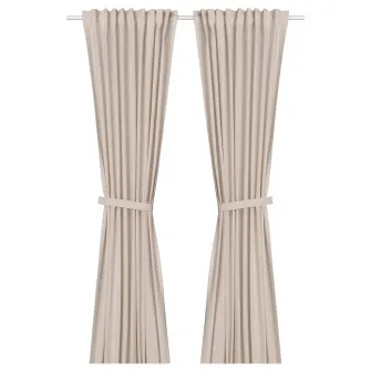 IKEA LENDA Draperie cu cordon, 2buc, roz deschis/rjns, 140x300 cm