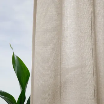 IKEA LENDA Draperii cu cordon, 2buc., alb murdar/rjns, 140x300 cm