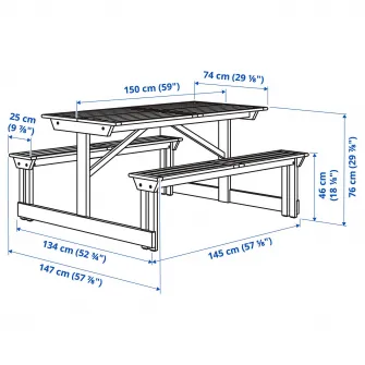IKEA LERHOLMEN Masa picnic, acacia exterior