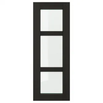 IKEA LERHYTTAN Usa sticla, vopsit negru, 30x80 cm