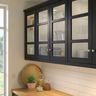 IKEA LERHYTTAN Usa sticla, vopsit negru, 40x80 cm