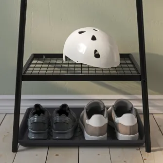 IKEA ÄLGANÄS Suport haine cu depozitare pantofi, negru, 46x39x166 cm
