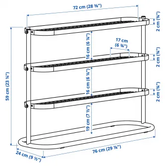IKEA ÄLGANÄS Suport pantofi, negru, 76x24x59 cm