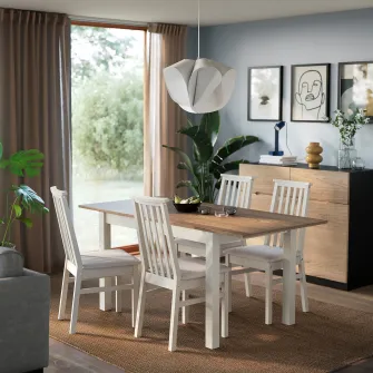 IKEA ÅLHULT Masa extensibila, bej/maro, 120/170x80 cm