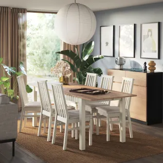 IKEA ÅLHULT Masa extensibila, bej/maro, 170/220x80 cm