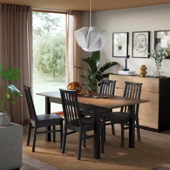 IKEA ÅLHULT Masa extensibila, negru/maro, 120/170x80 cm