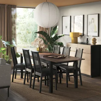 IKEA ÅLHULT Masa extensibila, negru/maro, 170/220x80 cm