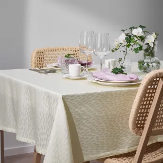 IKEA LIGUSTER Fata de masa, cu model alb, 145x240 cm