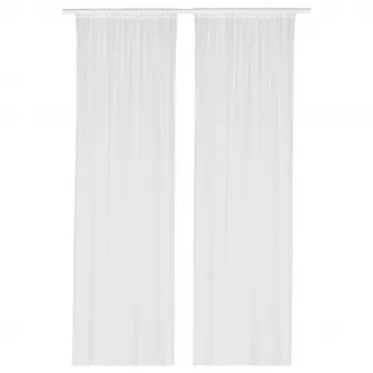 IKEA LILL Perdele, set 2 buc, alb/cu tiv pentru bagheta, 280x300 cm
