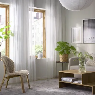 IKEA LILL Perdele, set 2 buc, alb/cu tiv pentru bagheta, 280x300 cm