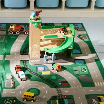 IKEA LILLABO Garaj cu masina si elicopter, multicolor
