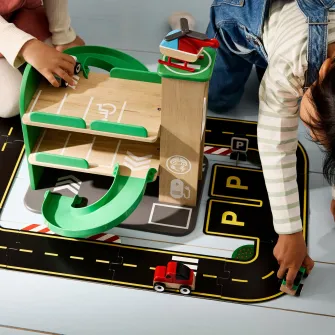 IKEA LILLABO Garaj cu masina si elicopter, multicolor