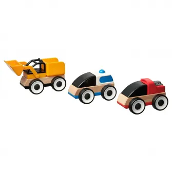 IKEA LILLABO Set vehicule, 3 piese, excavator masina de politie/masina de curse multicolor