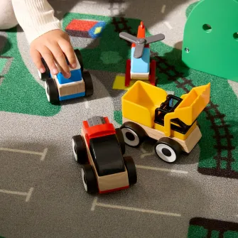 IKEA LILLABO Set vehicule, 3 piese, excavator masina de politie/masina de curse multicolor