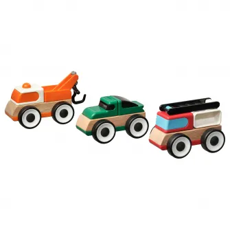 IKEA LILLABO Set vehicule, 3 piese, masina de pompieri masina sport/masina de tractare multicolor