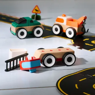 IKEA LILLABO Set vehicule, 3 piese, masina de pompieri masina sport/masina de tractare multicolor
