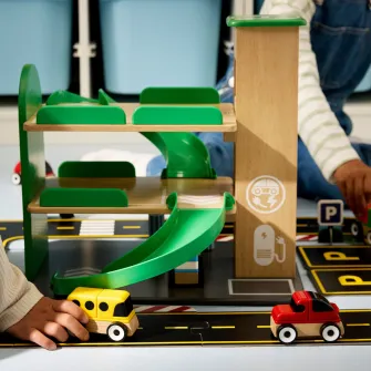 IKEA LILLABO Set vehicule, 4 piese, masina sport/autobuz scolar autogunoiera/masina de politie/multicolor